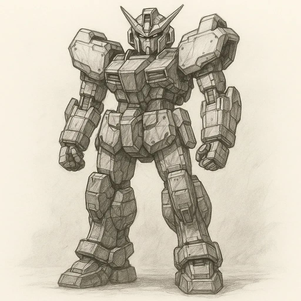 AI generated image: An anime mecha design with towering titanium armor. High-quality digital artwork created with AI image generation.