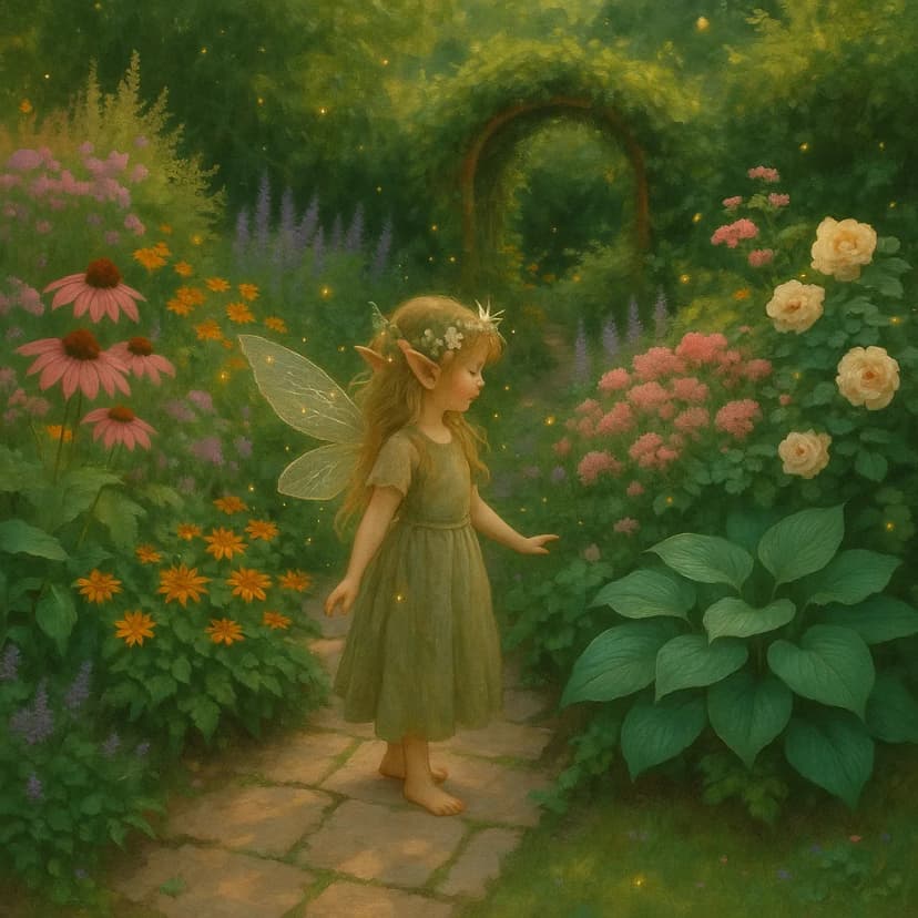 "Cottagecore fairy garden visualization with wildflowers