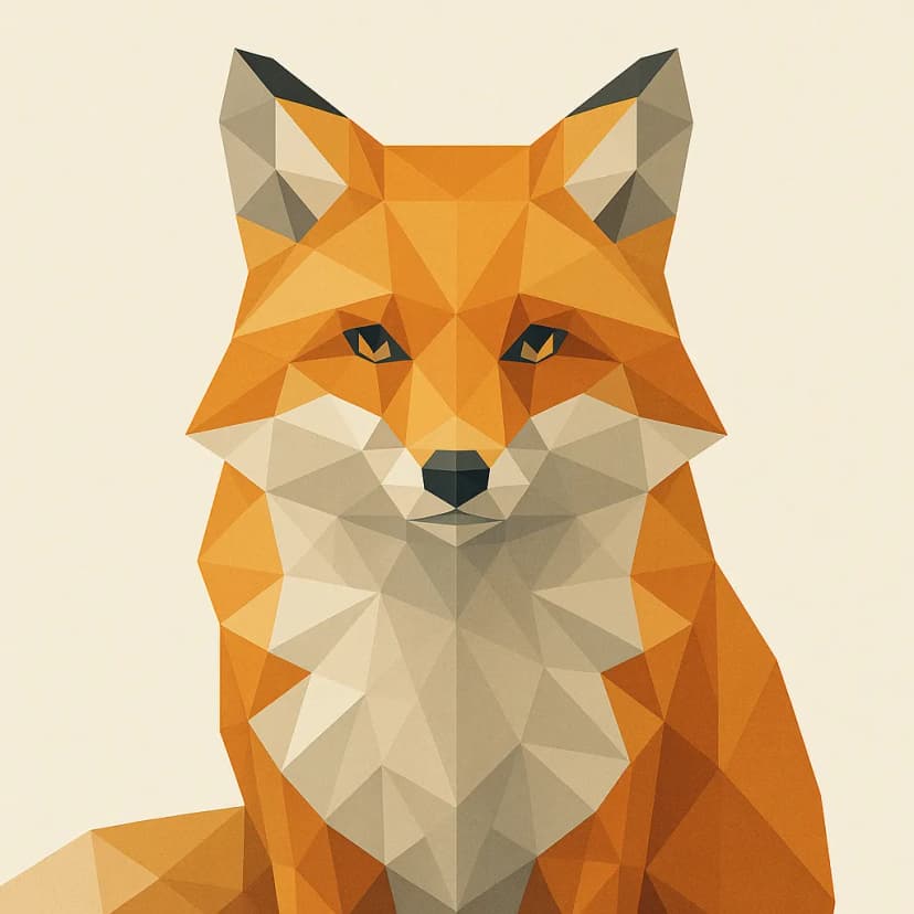 "Geometric low-poly fox art in modern Scandinavian design style