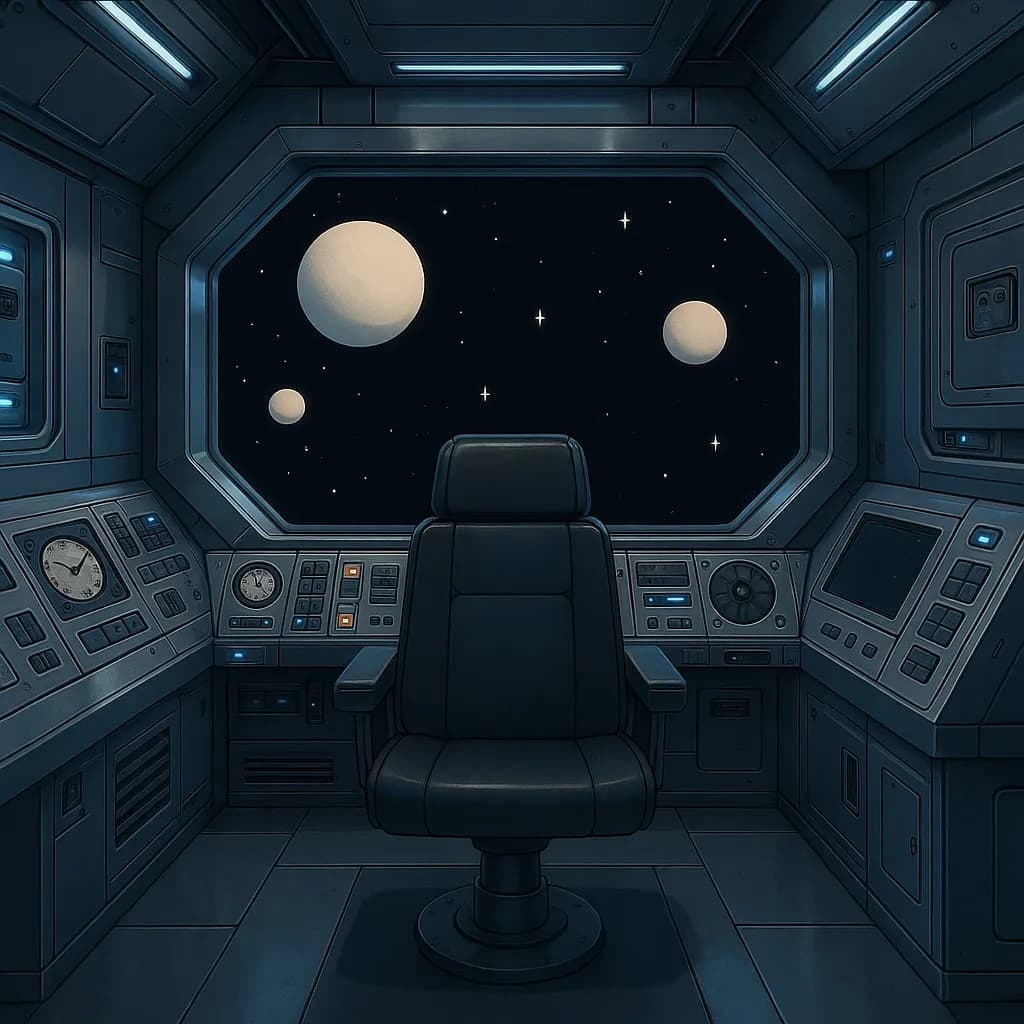 Image transformed with spanish interior design style: [image-4c07fb61-3284-4331-9827-d34ebf18117d] A sci-fi spaceship interior with sleek titanium panels