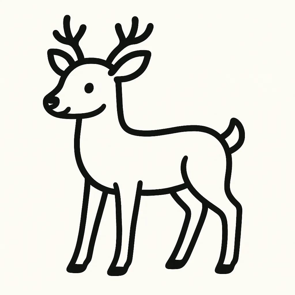 AI generated image: A minimalist animal illustration of a deer with clean black lines. High-quality digital artwork created with AI image generation.