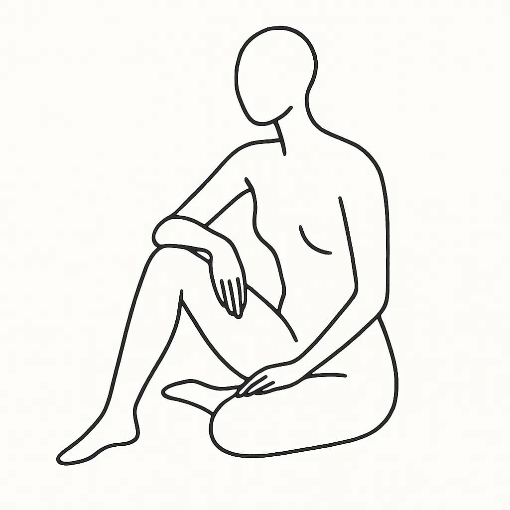 AI generated image: A minimalist line drawing of an abstract figure with continuous black ink lines. High-quality digital artwork created with AI image generation.