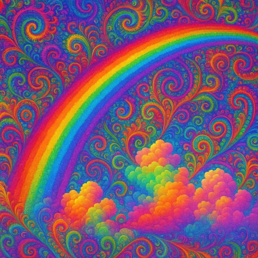 "Psychedelic rainbow fractal art