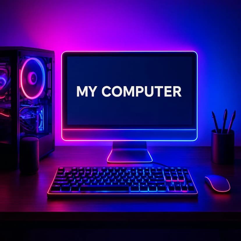 "Outrun aesthetic gaming PC build with neon glow